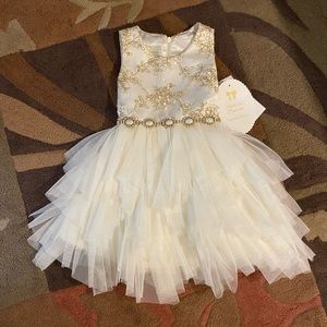 Formal white and gold toddlers dress